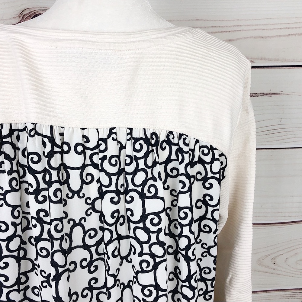 LOFT White Ribbed Flowy Pattern Back Pullover - Picture 8 of 9
